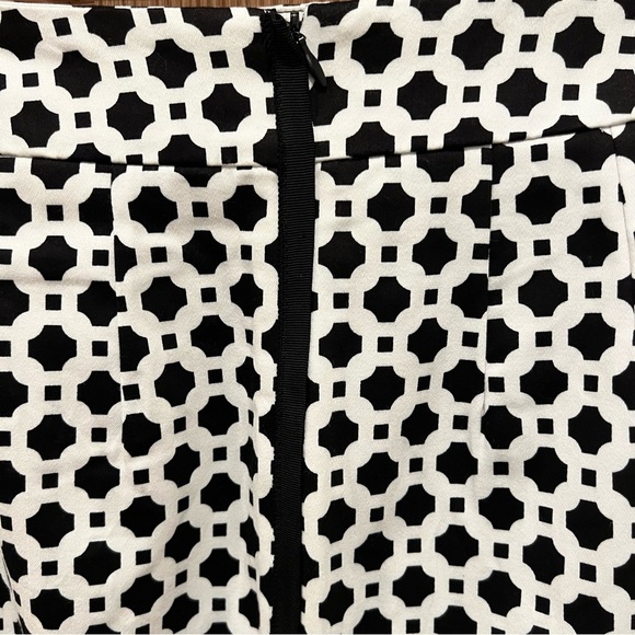 Cynthia Rowley Black White Geometric Print Cotton Pencil Skirt Size 10 - Picture 3 of 5